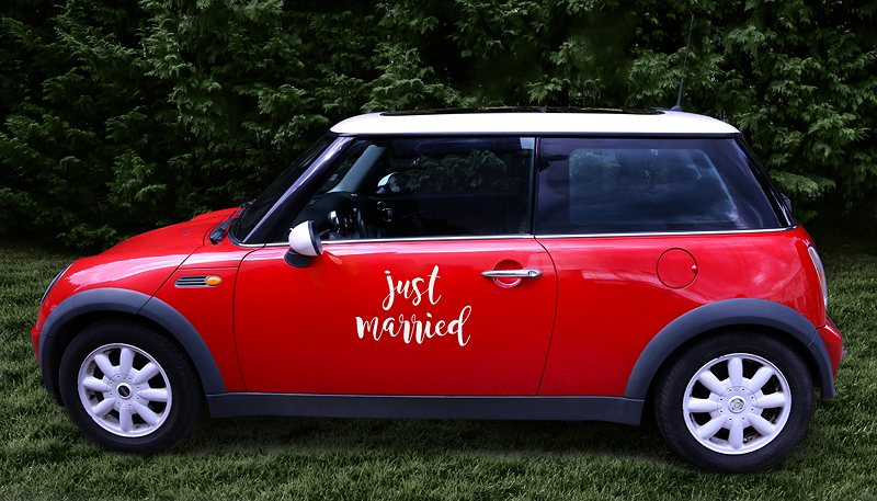 Sticker adhésif Just Married - voiture - Brindille