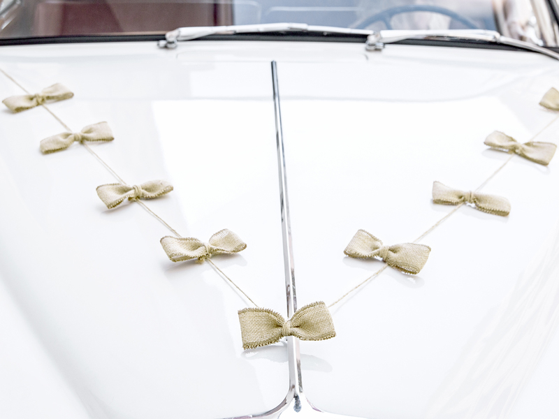 Kit voiture de mariage marron : nœuds de jute et couronne ❤️
