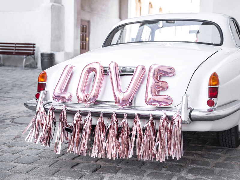 Décoration de voiture rose pâle et blanc - mariage - Un grand marché